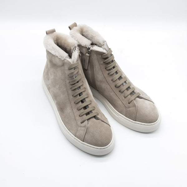 Sneakers Lammfell helles taupe